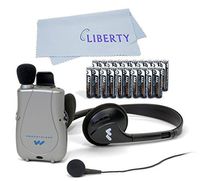 Williams Sound PockeTalker Ultra Duo Sound Amplifier with Headphone & Earbud, Year Supply of Batteries & Liberty Microfiber Cloth
