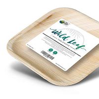 All Natural Palm Leaf Paper Plates, 25 Pack. Biodegradable, Heavy Duty Party Plates - Comparable to Bamboo Wood Fiber - Elegant and Eco Friendly Tableware by Wild Leaf (8 Inch Square)