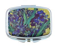 Value Arts Pill Box, Vincent Van Gogh Irises, 2 Compartments, 2.25 Inches Wide