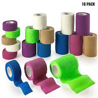 MEDca Self Adhesive Non Woven Cohesive Bandage Combo Pack 1 Inch 2 Inch and 3 inch X 5 Yards 6 of Each Size Total of 18 Rolls 'Rainbow Color"