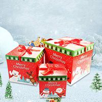 IFOYO Boxes with Lids, 3 Pack Christmas Nested Boxes Set Cute Santa Claus Bags Square Gift Boxes for Candy, Treats, Clothes, Presents, 3 Assorted Sizes, 5.9/7.9/9.8in