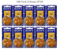 Sony Size 13 PR48 0% Mercury Hearing Aid Batteries with Orange Tab Pack of 180