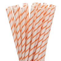 Orange Narrow Striped Paper Straws (50)