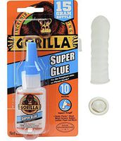 Gorilla Super Glue, 15 g, Clear with 10 Disposable Latex Finger Cots Rubber Fingertips