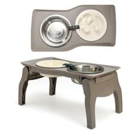 Elevated Pet Bowl Stand for Medium Dogs with Slow Feeder Bowl,Premium Foldable Stand Dog Food Water Feeding Bowl, Detachable Anti-Slip Mats Non Skidding No Spill Raised Pet Bowls for Indoor & Outdoor