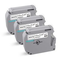 12mm ptouch M Label Tape M231 M-K231 MK231 MK-231 Black on White Cassette Compatible for Brother P-Touch Label Maker PT-90 PT-M95 PT-70BM PT-70 PT-65 PT-85 PT-45 (0.47Inch x 26.2 Ft) 3-Pack