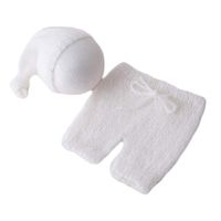 Baby Photography Props Mohair Rompers Boy Girl Photo Shoot Outfits Newborn Crochet Costume Infant Knitted Clothes (White)