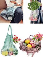 Reusable Shopping Bag,Portable Cotton Mesh Produce Bags,Eco-Bags Handbag for Grocery Shopping, Beach, Toys, Storage, Fruit, Vegetable and Market (12.59 14.96 5.9in, Green)