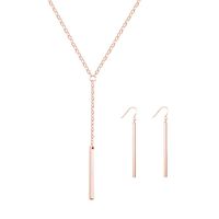 choice of all Simple Lariat Necklace for Women Y Bar Pendant Necklace Bar Earring Set for Girls Jewelry Gift(C:rose gold set)