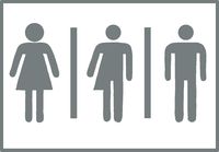 hBARSCI Gender Neutral Bathroom Vinyl Decal - 5 Inches - for Cars, Trucks, Windows, Laptops, Tablets, Outdoor-Grade 2.5mil Thick Vinyl - Gray