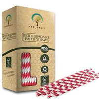 Naturalik 200-Pack Biodegradable Paper Straws Mixed-Colors Premium Eco-Friendly Paper Straws Bulk- Drinking Straws for Smoothies, Restaurants and Party Decorations, 7.7" (Mix, 200ct)