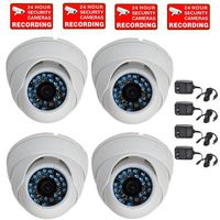 VideoSecu 4 Dome Surveillance Cameras Built-in 1/3" Sony CCD CCTV Home Outdoor Security Cameras 600TVL Day Night IR Infrared 3.6mm Wide View Angle Lens with Free Power Supplies CQB