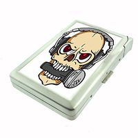 Metal Cigarette Case with Built In Lighter Skull-092