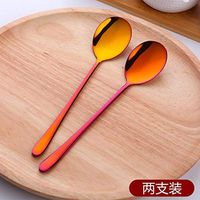 2PCS Stainless Steel Colourful Spoon Long Handle-Stainless Steel Dinner Spoons-Stainless Steel Spoon with Long Handle-Great Soup Spoons for Home, Kitchen or Restaurant-Tools for Kitchen, Dining Room