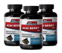 Herbal Berry Supplement with Acai Berry - Acai Fruit (4:1) Concentrate 1200mg - Boost Energy Levels, Improves Digestive Function, and Mental Focus (3 Bottles 180 Capsules)