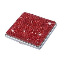 XianghuangTechnology Shiny Crystal Rhinestone Cigarette Case Box Double Sided Ultrathin Pocket Holder for 20 Regular Cigarettes (Red)