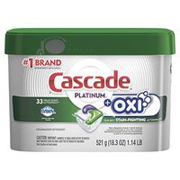 Cascade Platinum ActionPacs + Oxi, Dishwasher Detergent Pods, Fresh Scent, 33 count (Packaging May Vary)