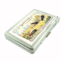 Perfection In Style Metal Cigarette Case with Built in Lighter Vintage Insects Design 011