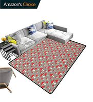 Mushroom Heavy Duty Area Rug Hearts, Cute Amanita Mushrooms Pattern with Polka Dotted Backdrop Cartoon Toadstool, Fashionable High Class Living Dinning Room(2.5'x 9') Taupe Cream Red