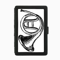 Perfection In Style Black Color Metal Cigarette Case Vintage Musical Instruments Design 014