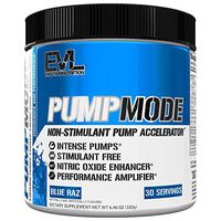 Evlution Nutrition Pump Mode Nitric Oxide Booster to Support Intense Pumps, Performance and Vascularity, 30 Servings (Blue Raz)