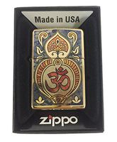 Zippo Custom Lighter - Hindu Om Aum Religious Spiritual Logo Fuzion - High Polish Brass