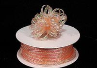 Ben Collection 1/4" X 25 Yards Iridescent Pull String Bows Ribbon (Peach)