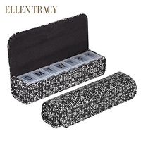 Ellen Tracy Small Weekly Pill Case - Vitamins, Pill Organizer for Traveling - 7 Compartment (Black/White Multi Tweed)