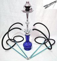 Hookah 4 hose 22" Blue New shisha nargila hookas smoking pipe glass water Vase