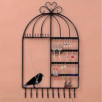 PROKTH Wrought Iron Jewelry Necklace Holder Wall Decoration Earrings Hanger Storage Wall Mount Display Rack Dressing Birdcage Organizer Table Decoration