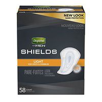 Depend Shields for Men, Light Absorbency Incontinence Protection, 58 Count