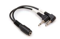 Hosa YMM-492 3.5 mm TRSF to Dual Right Angle 3.5 mm TS Air Travel Headphone Adaptor Cable