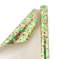 JAM PAPER Gift Wrap - Christmas Wrapping Paper - 25 Sq Ft - Embossed Gold with Holly - Roll Sold Individually