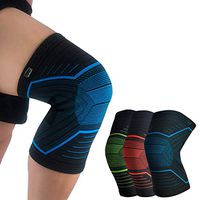 HiRui Knee Brace Compression Knee Sleeve Knee Pads, Basketball Kneepad Knee Support for Arthritis ACL Tendon Running Cycling Fitness, Pain Relief - Youth Adult Women Men ((Single) Blue, L)