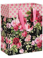 Anna Griffin Rose Black Deluxe Gift Bag with Gift Tag, Medium (GB389)