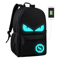Lmeison Anime Cartoon Luminous Backpack with USB Charger Port and Lock & Pencil Case, Unisex Fashion Black Daypack Shoulder Rucksack Laptop Travel Bag College Bookbag