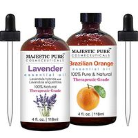 Lavender Essential Oil and Orange Essential Oil Bundle by Majestic Pure - Great Combo for Aromatherapy, Massage, Topical and Household Uses