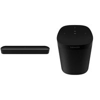Sonos Beam - Smart TV Sound Bar with Amazon Alexa Built-in - Black Bundle with Sonos One (Gen 2) - Voice Controlled Smart Speaker with Amazon Alexa Built-in - Black