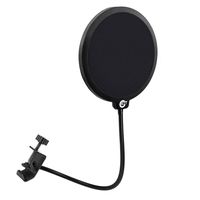 EJT Upgraded Microphone Pop Filter Mask Shield for Blue Yeti and Other Mic, 6 Inch Dual Layered Pop Wind Screen with Enhanced Flexible 360°Gooseneck Clip Stabilization Arm