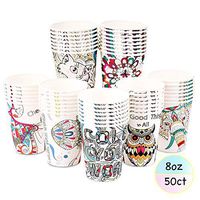 Art Kups 8 oz Paper Cups 8 oz - 50 Paper Coffee Cups | Disposable Paper Tea Cups | Disposable Paper Cups, Cold Water | Rolled Rims, Recyclable | Coffee Paper Cups | Perfect For Home, Office & Party