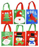 Set of 6 Felt Christmas Gift Bags! 6 Assorted Designs! 10" x 8" - Felt Christmas Gift Bags Perfect for Christmas Parties, Party Favors, Gift Giving, and More! (6)
