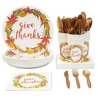 Sparkle and Bash Thanksgiving Party Supplies (Serves 24), Plates, Napkins, Cups, Cutlery