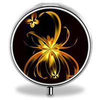 Flower Pill Case, Round Stainless Drug Organizer Container Medicine Cover for Pocket Daily&Weekly