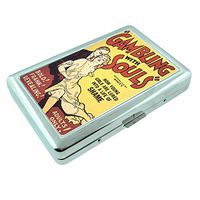 Reefer Madness Gambling Souls Vintage Poster Silver Cigarette Case S3 Metal Wallet Id Holder 4" X 2.75" RFID Protection