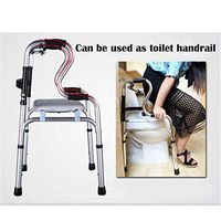 BABIFIS Elderly Foldable Walker Adjustable Walking Assist Equipped Wheels Equipped with Arm Rest Pad for Disabled B