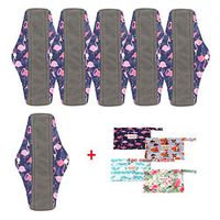 OHBABYKA Washable Reusable Bamboo Sanitary Napkins Pads for Women,Super-Absorbent, Soft and Comfortable (M, BBW-11)