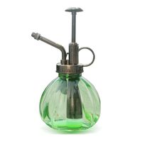 Ebristar Plant Mister, Glass Watering Spray Bottle, 6.5" Tall Vintage Style Spritzer with Bronze Plastic Top Pump One Hand Watering Can Glass Spary Bottle Green
