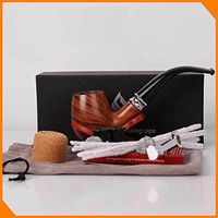 Wooden Tobacco Smoking Pipe, Pear Wood Pipe with Pipe Cleaners, 9 mm Pipe Filters Smoking Tools