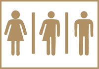 hBARSCI Gender Neutral Bathroom Vinyl Decal - 5 Inches - for Cars, Trucks, Windows, Laptops, Tablets, Outdoor-Grade 2.5mil Thick Vinyl - Gold