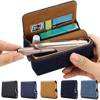 PU Leather Case for IQOS3 Electronic Cigarette, with Card Slot Magnetic Cover Compact Storage Box Full Protection Shell Pocket Wallet Tobacco Holder Pouch Bag (Brown)